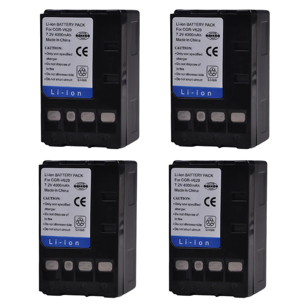 PowerTrust 4x 4000mAh CGR-V620 CGR-V14S CGR-V610 CGR-V26S Battery for Panasonic V610 V620 NV-RX14 NV-RX17 NV-RX18 NV-RX24 Camera