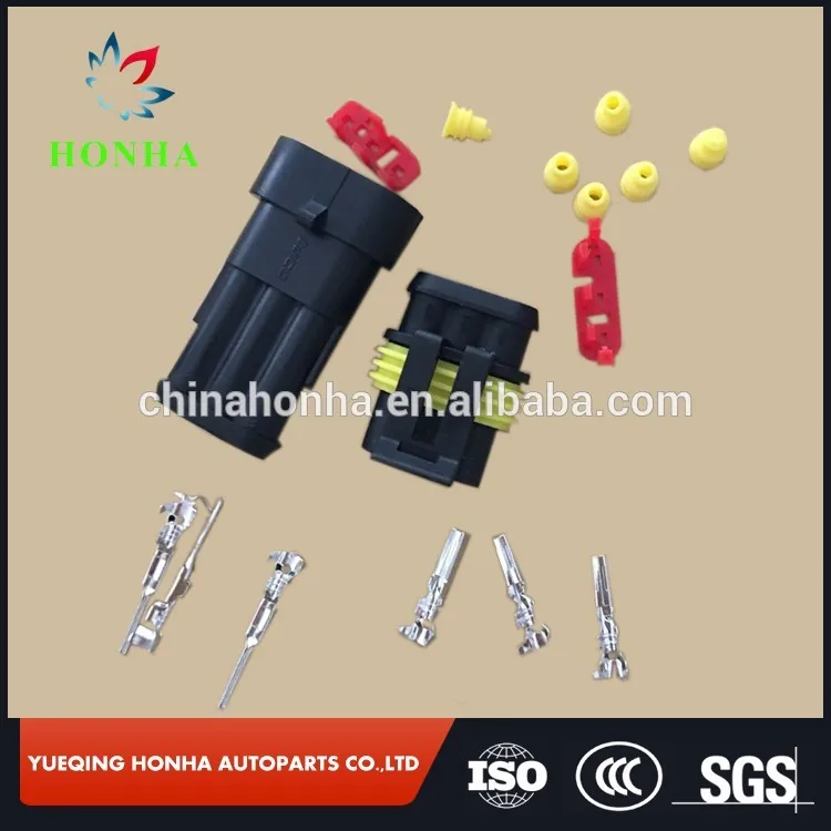 100pcs/lot 3 way/pin Male and Female Socket Housing Super seal Automobile Motorcycle Connector Plug