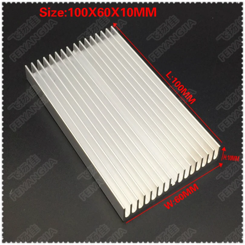 (Free shipping )5Pcs Heatsink 100x60x10mm power amplifier Aluminum heatsink heat sink high quality radiator Module radiator spec