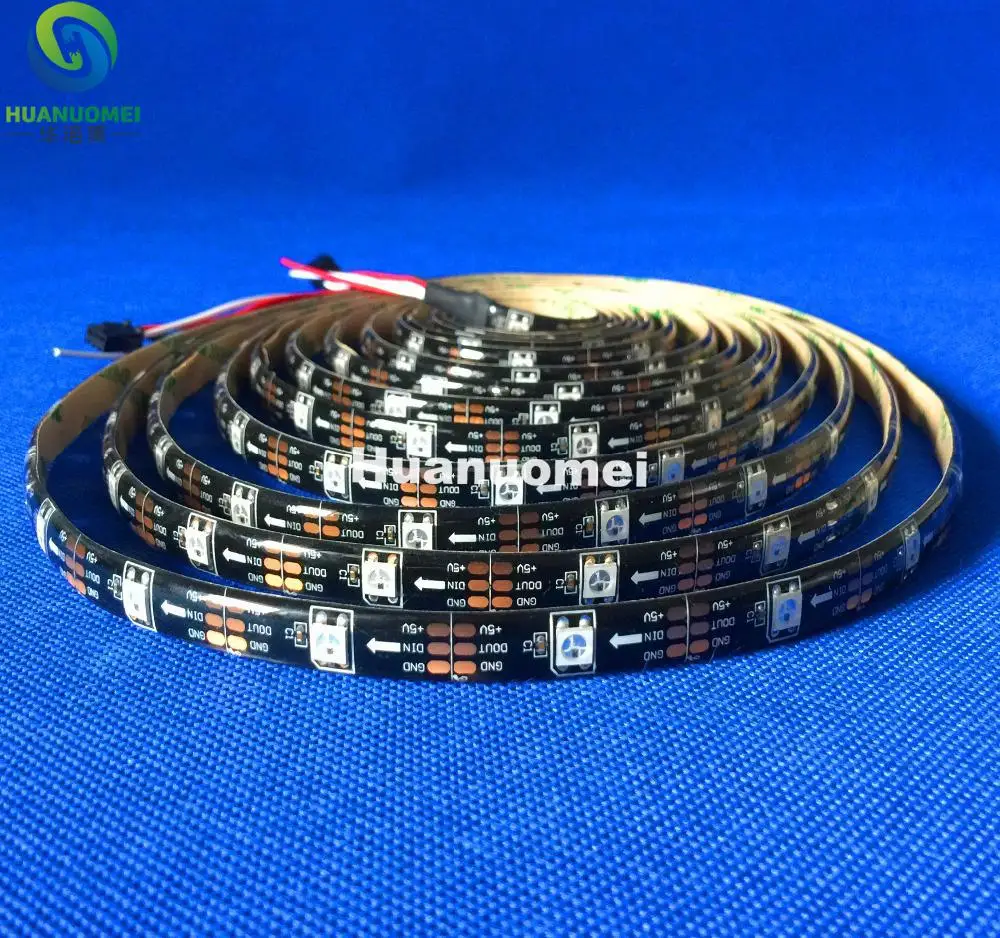 5m DC5V BLACK PCB WS2812B led pixel srip,IP65,30pcs WS2812B/M with 30pixels;waterproof in silicon coating