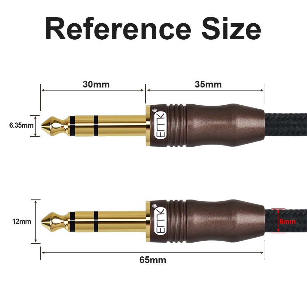ベース,キーボード,アンプ,ミキサー用のオーディオケーブルEMK-TRS,6.35mm,オスからオスへのギター用,1/4リード