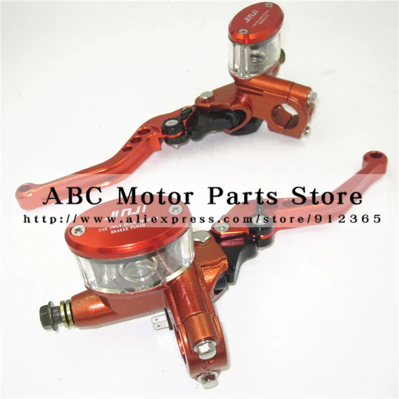 Disc Brake Lever Left and Right for Electric motorcycle scooter  Hydraulic clutch Brake Hand Lever CNC aluminum Orange colour