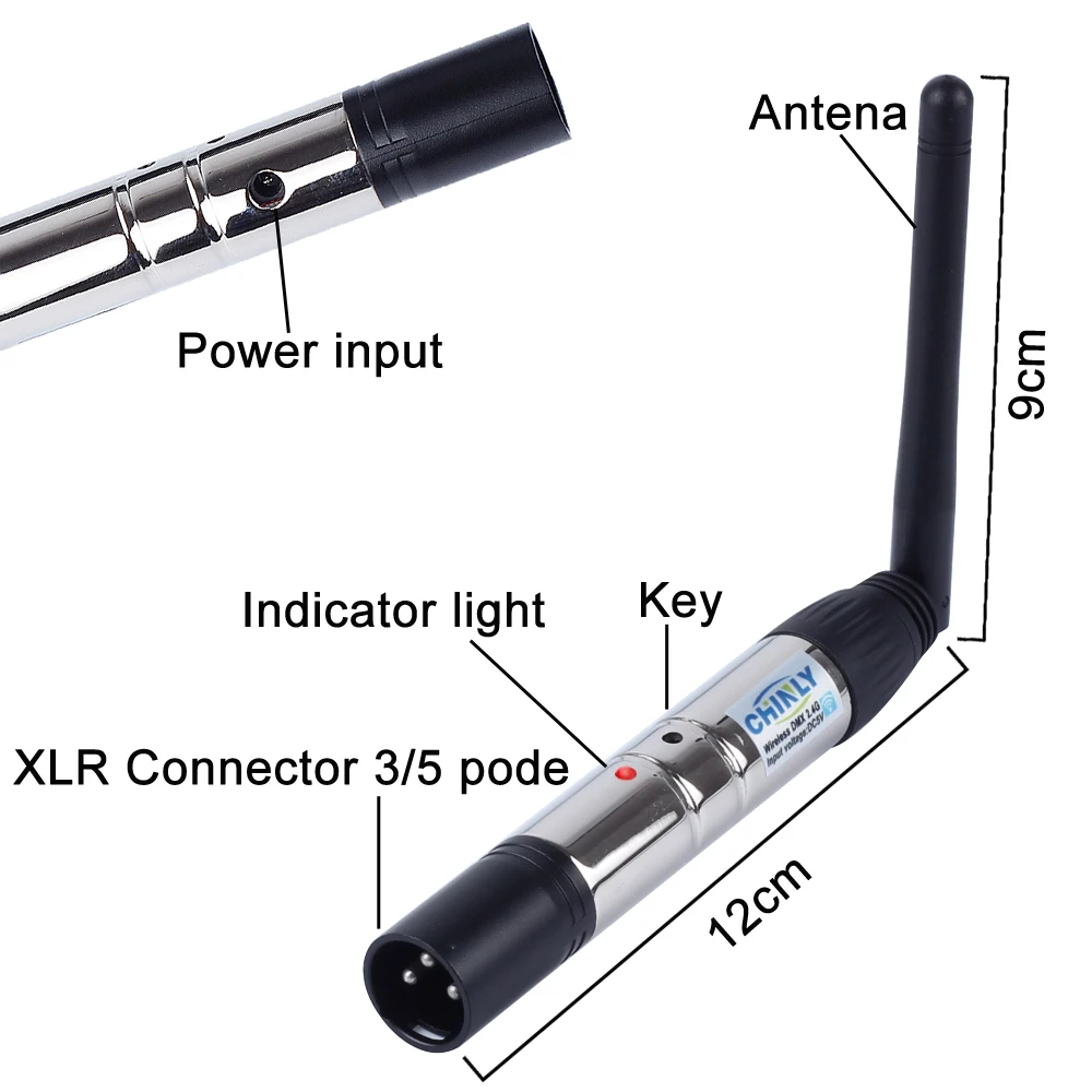 DMX512 Wireless Transmitter Receiver Lighting Controller 2.4G ISM Communication Distance 300M for Stage PAR Party Lighting DMX