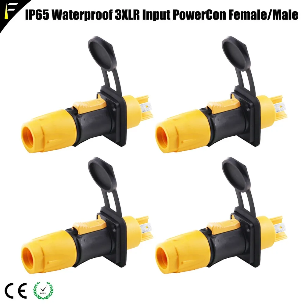 4sets Waterproof Power Connect Male&Female Plug NAC3MPA 3XLR Power Con 20A 250v Single Phase Stage LED Light Plug Connector