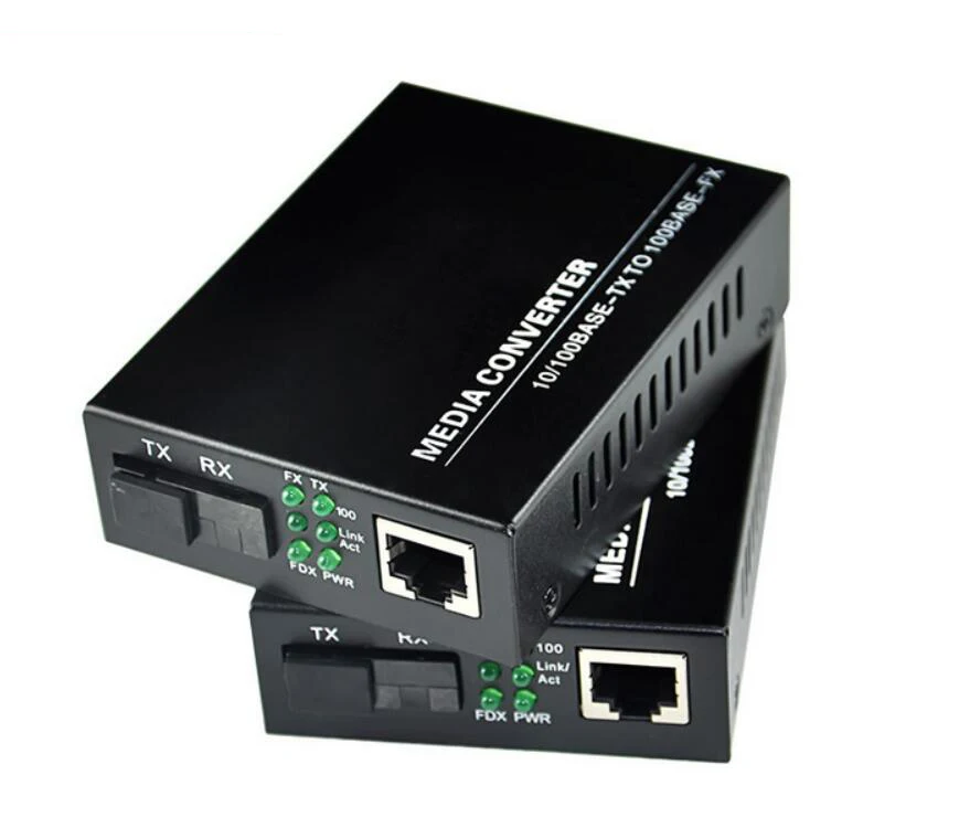 1 double 10/100M Fast Ethernet media converter, 1 RJ45 1 SFP 25KM Simplex mode optical fiber transceiver