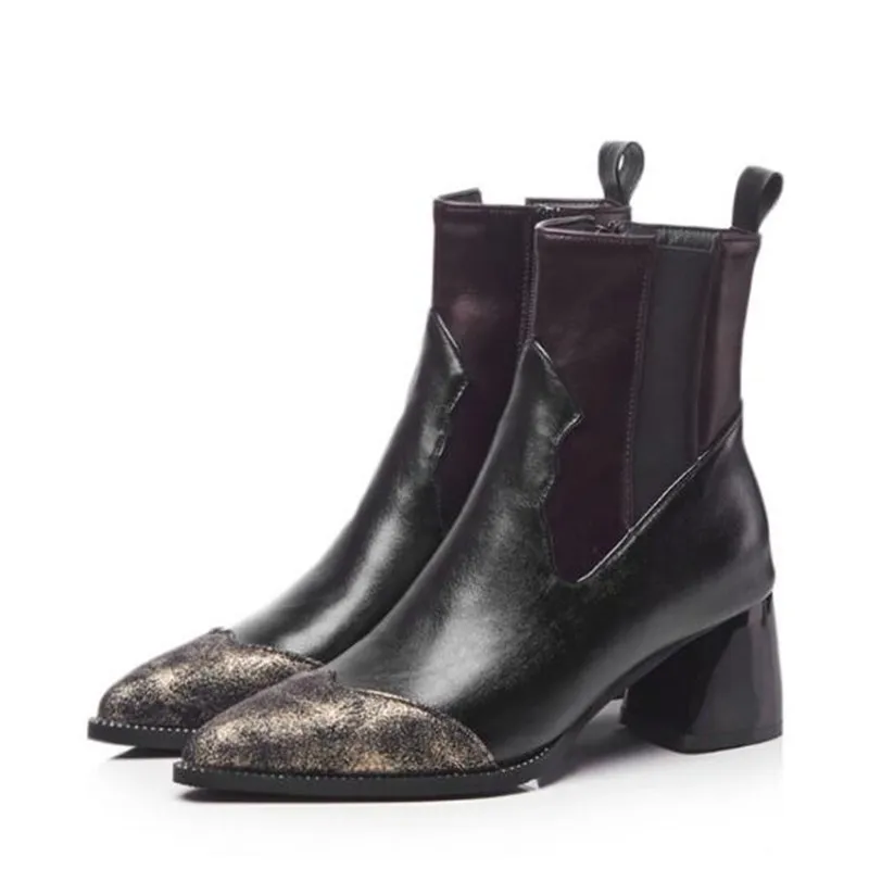 Autumn winter New style  fashion  British style Blue Patchwork Cusp High-heeled boots Cashmere Keep warm Women Boots34-48