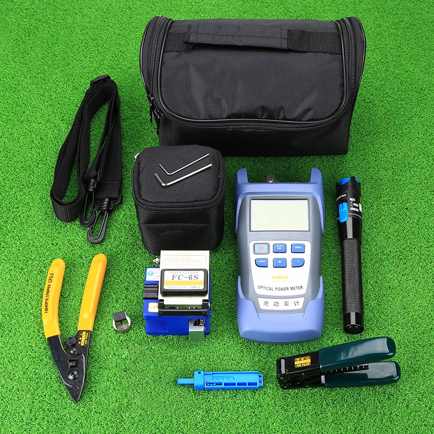 Optic FTTH Tool Kit with FC-6S Fiber Cleaver and  Power Meter 5km Visual Fault Locator 5mw Wire Stripper