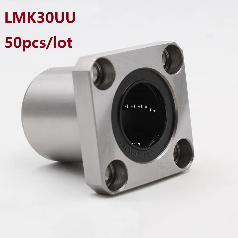 

50pcs/lot LMK30UU LMK30 Square Flange Linear Bushing linear Bearing flange linear ball bearing for linear shaft CNC 3D printer