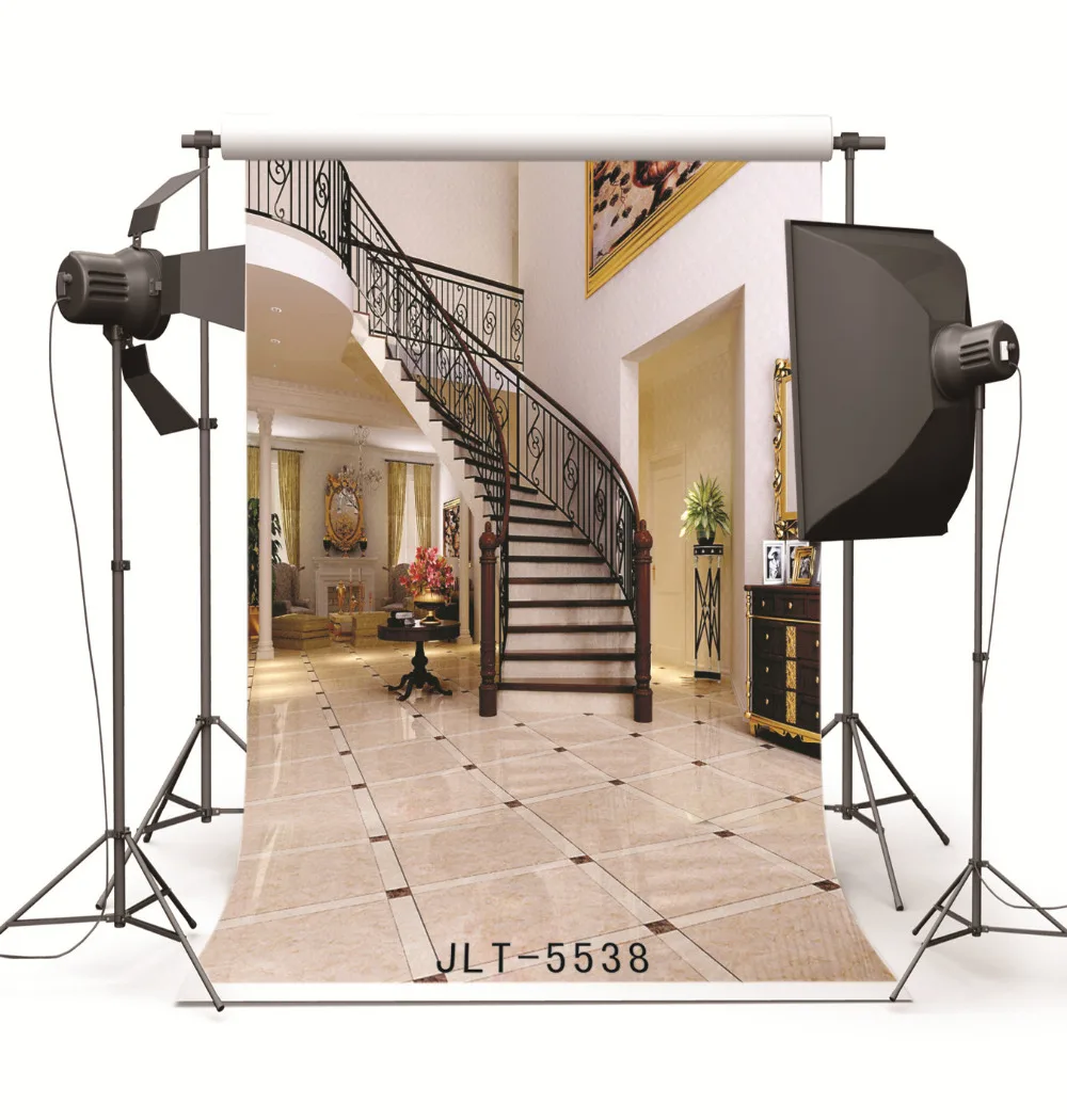 Background for Photos Indoor Room Staircase Computer Printed Vinyl Photography Backdrop Photocall for Weddings Children Baby image 2