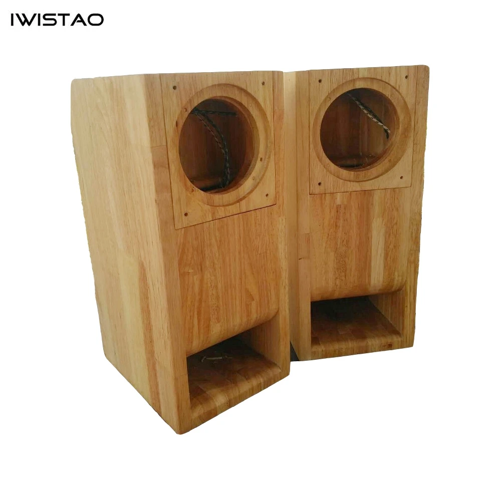 IWISTAO HIFI 4 Inches Full Range Speaker Empty Cabinet 1 Pair Finished Wood Labyrinth Structure for Tube Amplifier