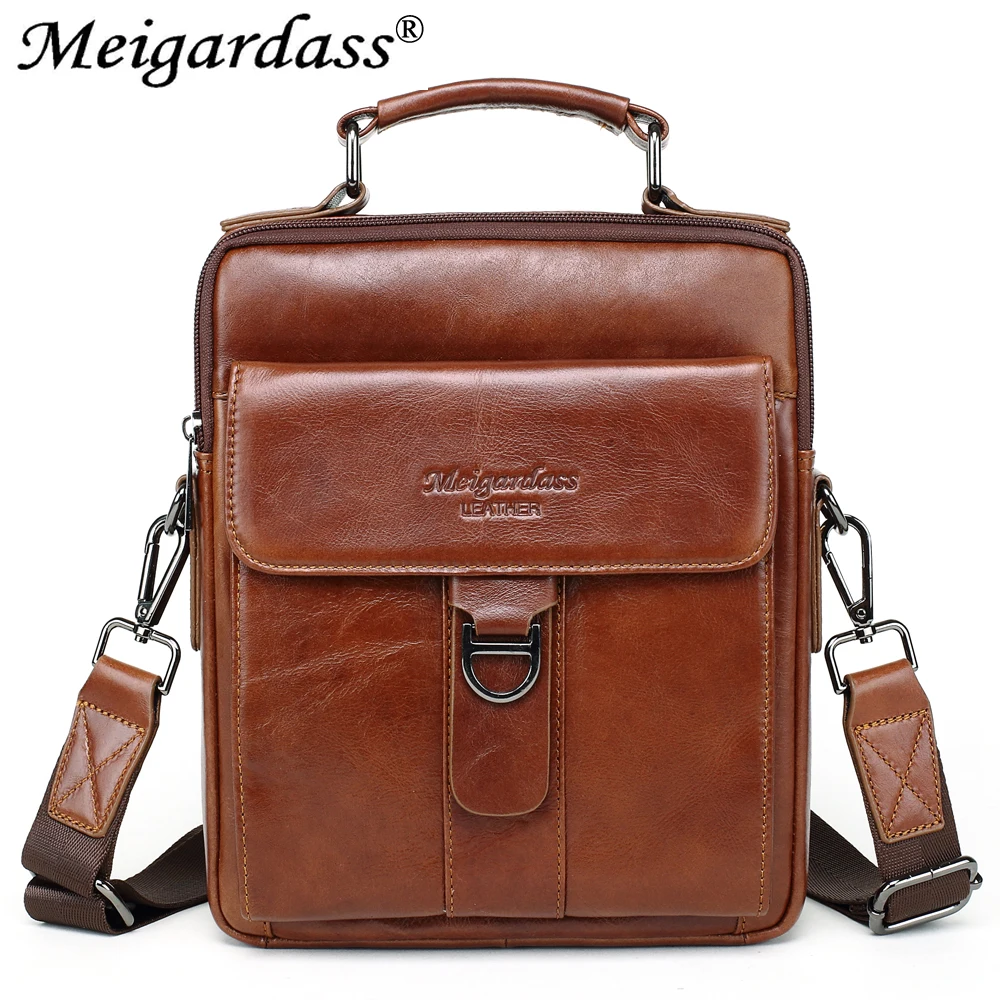 

MEIGARDASS Genuine Leather Messenger Bag Men Shoulder Bag Business Briefcase Male iPad Tablet Handbag Crossbody Bags Tote Purse