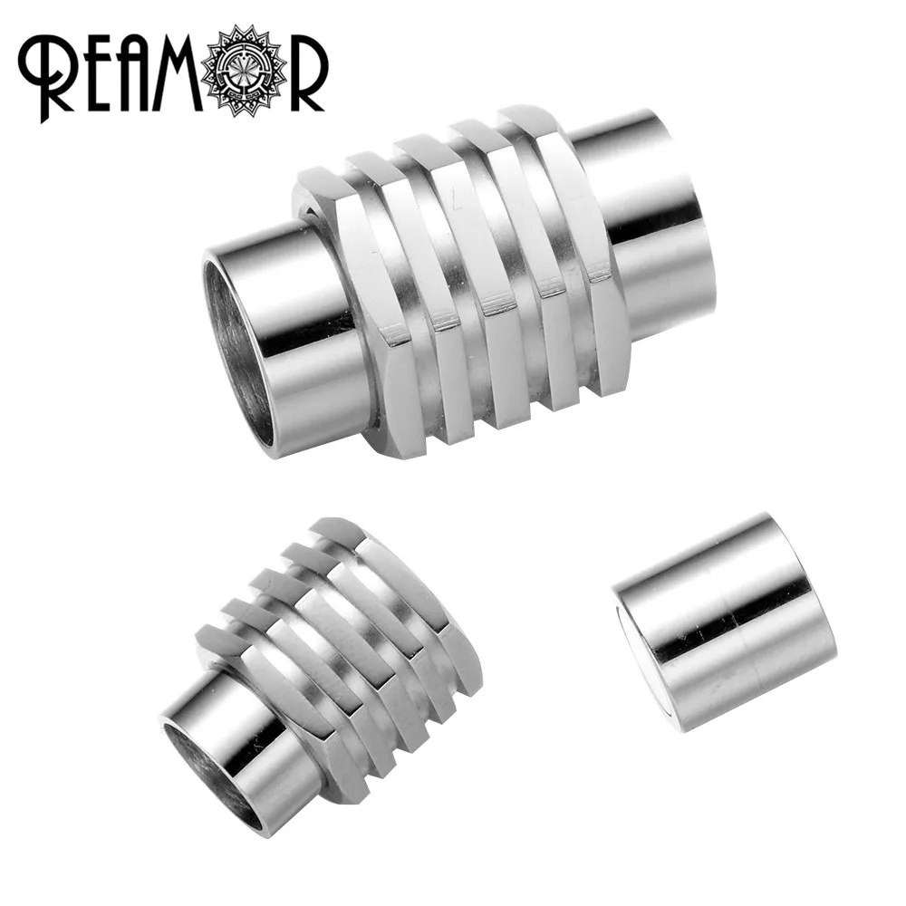 REAMOR 8/6mm 316l Stainless Steel Metal Magnet Buckle Connectors Charms Fit Leather Bracelet Magnetic Clasp Jewelry Findings