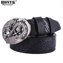 New Arrival Genuine Leather Handcraft Belts Men Cow Leather Dragon Design Belts Fashion Male Waist Strap Cowskin Dragon Buckle