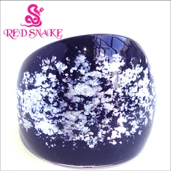 RED SNAKE Fashion Ring Handmade black with Snowflake silver color foil drawing Murano Glass Rings