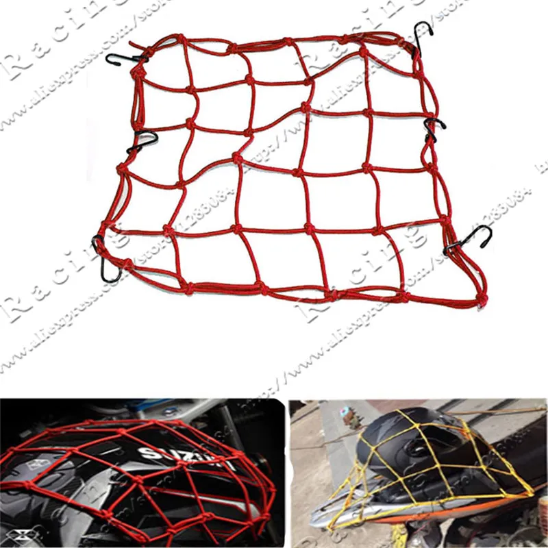 Universal Bungee Cargo Net Motorbike Helmet Mesh Storage Motorcycle Helmet Bungee Luggage Hold Down Storage Cargo Organiser Net