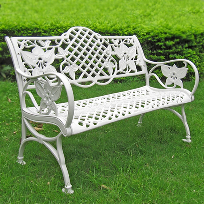 Outdoor Park  Cast Aluminum Chair, Courtyard Garden Seat Triple Anti-corrosion Strip  Metal long Chair