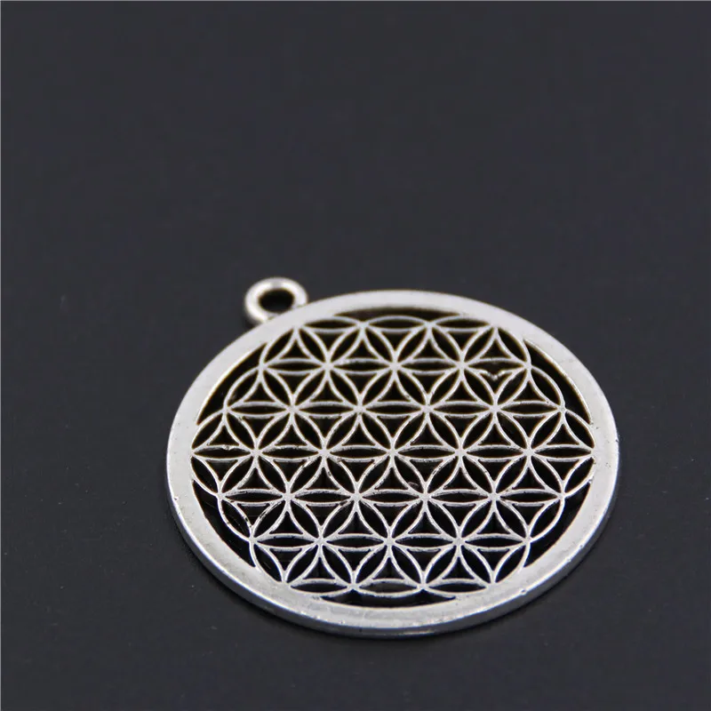 10pcs Silver Color Flower of life Sacred Geometry Pendant Handmade Hanging Craft DIY