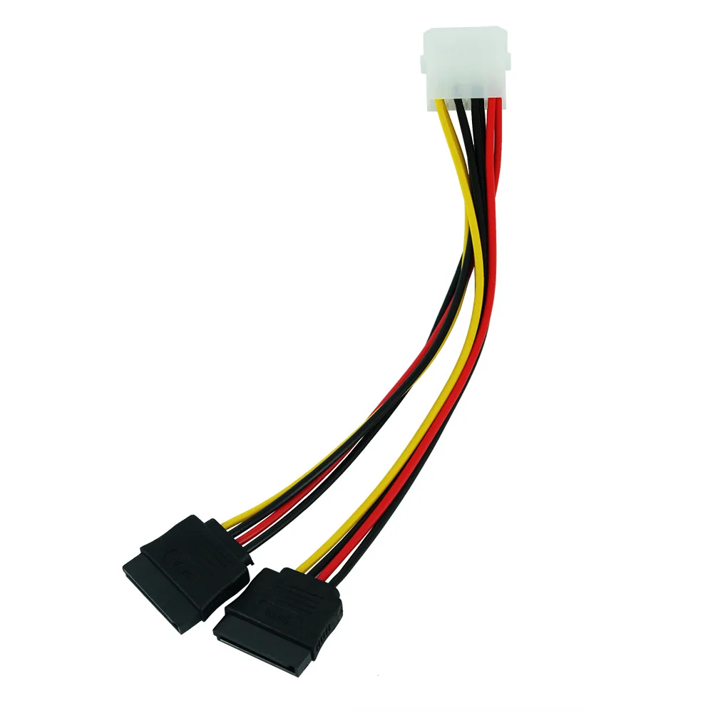Câble répartiteur en Y pour alimentation du disque dur, câble d'alimentation pour ordinateur, adaptateur de fil, 4 broches, Molex mâle, touriste, ATA SATA 2 femelle