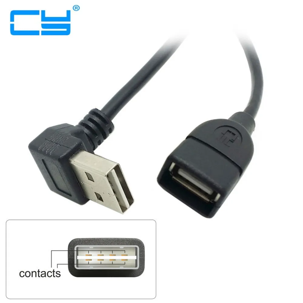 

USB 2.0 Male to Female Extension Cable 100cm Reversible Design Up & Down Angled 90 Degree