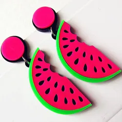 Fashion Summer Acrylic Fruit Watermelon Big Earrings For Women Punk Hippop Slice Banana Long Earrings Fashion Party Club Jewelry