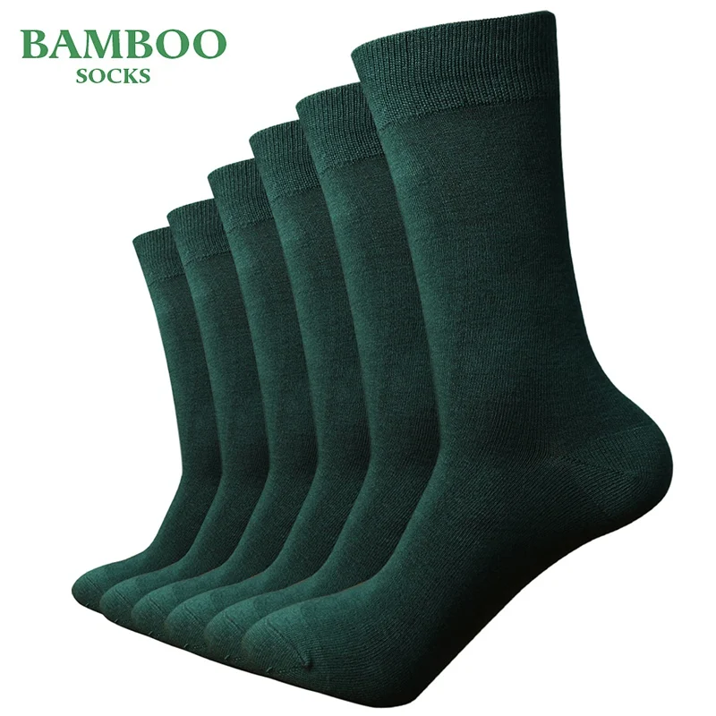 Match-Up Men Bamboo Green Socks Breathable Anti-Bacterial man Business Dress Socks (6 Pairs/Lot)