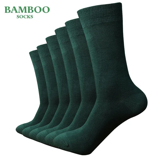 Calcetines Match-Up de color verde bambú para hombre, calcetines de vestir de negocios antibacterianos transpirables (6 par/lote)