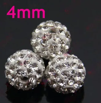 Free Shipping!4mm 100Pcs/Lot white New Micro Pave Disco Ball n435 crystal  bead for necklace bracelet