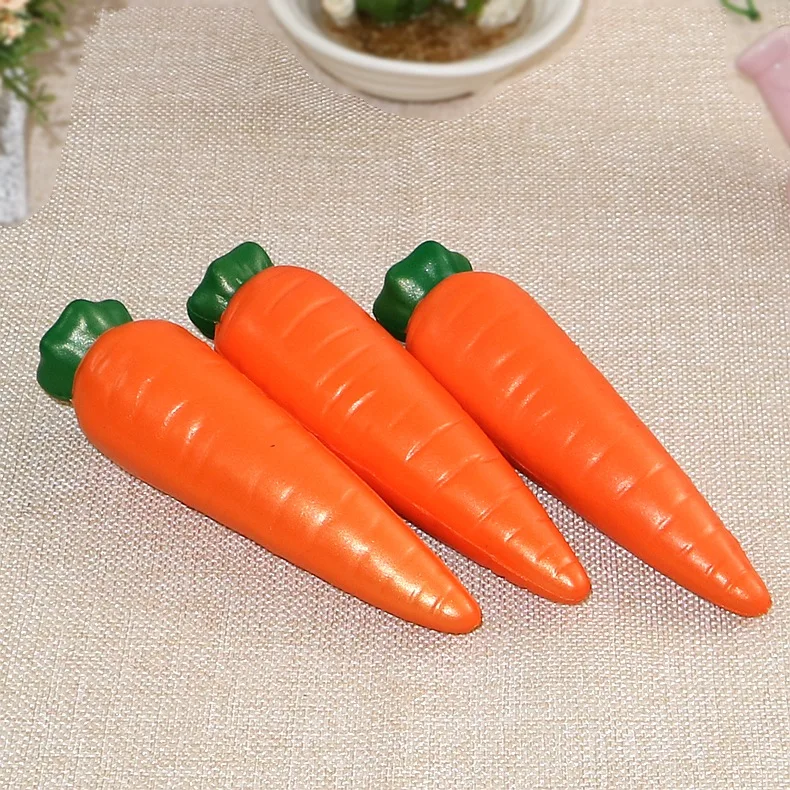 3pcs/lot Elastic Environmentally PU Slow Rebound Imitation Soft Carrot Stretch Relieve Stress Toy Fake Food Toy Pretend Play