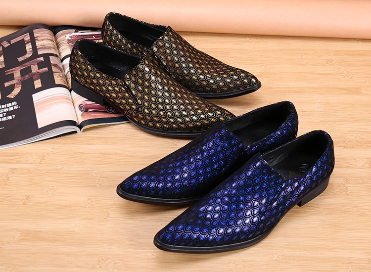 plus size handmade classic velvet slip on loafers suit elegant genuine leather formal shoes men blue dress wedding party flats