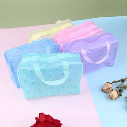 Bolsa de maquillaje de viaje de plástico transparente, bolsa de aseo cosmético, bolsa con cremallera