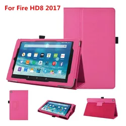 Voor Amazon Kindle Fire Hd 8 2018 2017 HD8 8 Inch Tablet Case Beugel Fold Stand Flip Mode Lederen Cover