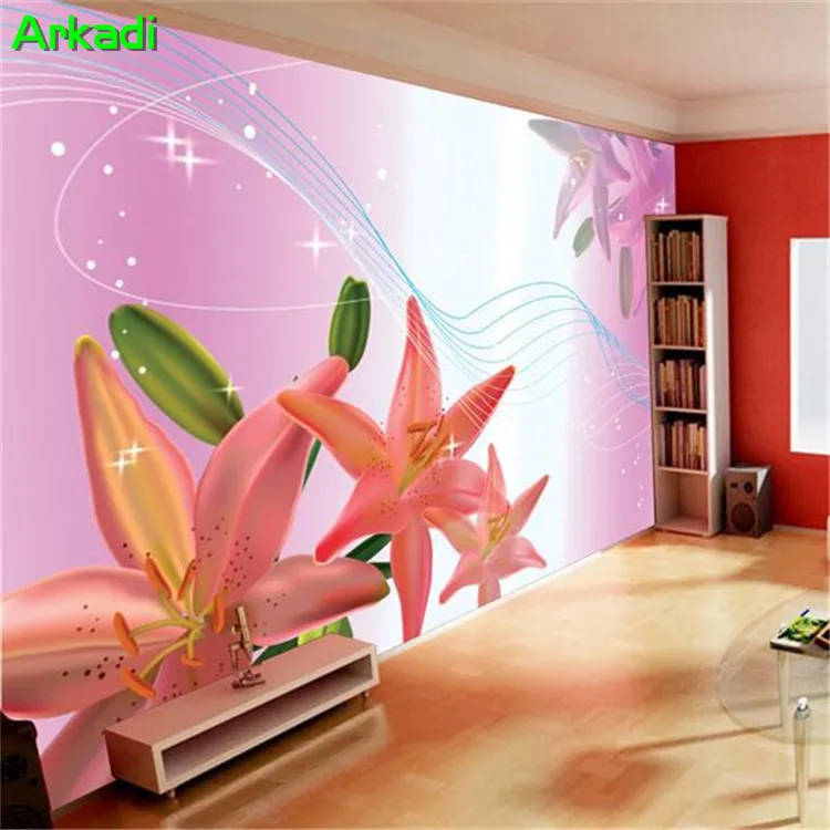 

3D TV background wall wallpaper pink flower living room custom wall size photo mural large wallpaper home decor