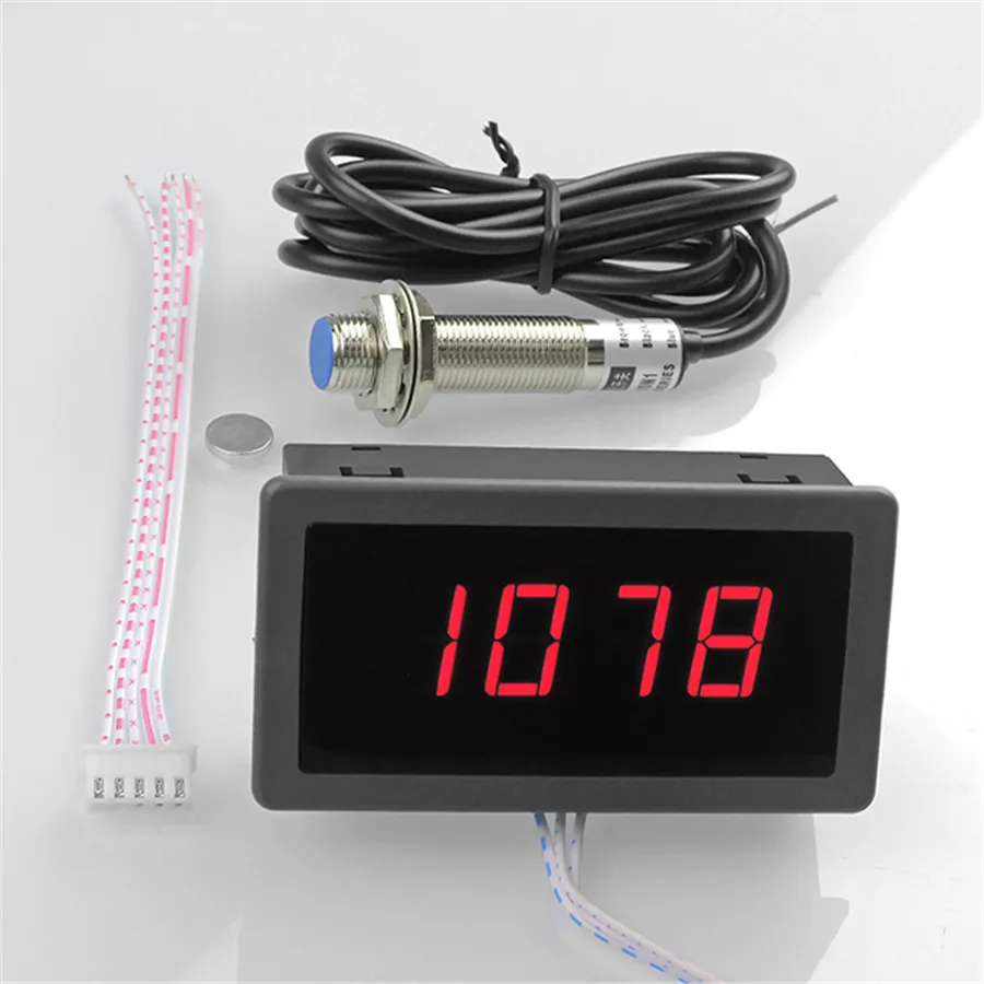 

High Precision Digital Frequency Tachometer 0.56" 4 LED DC 8-15V Car Motor Speed Meter RPM velocity Tester 5-9999R/M