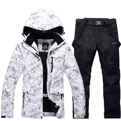 Ensemble de Ski blanc Super chaud, veste imperméable, coupe-vent, respirant, vêtements pour escalade, hiver, snowboard en plein air