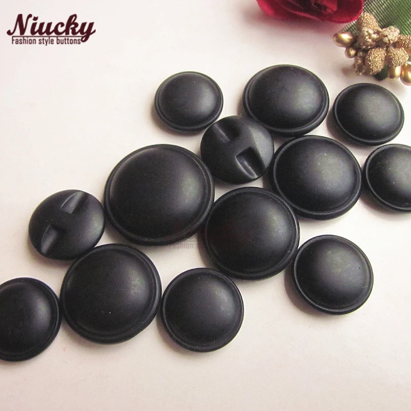 Niucky 18mm-25mm Tunnel Shank Black Leisure Coat Suit Buttons for Sewing High Quality Black Fashion Buttons Supplies R0301-007