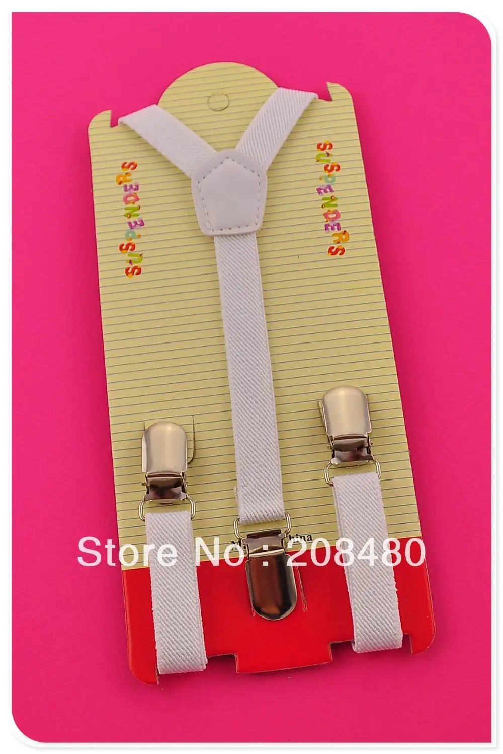 Free Shipping-1.5x65cm "White" Kids Suspenders Children/Boys/Girls Suspender Elastic Braces Slim Suspenders-Wholesale & Retail