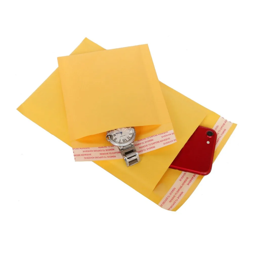 5pc 11*13 & 15*18cm envelope amarelo com bolha saco de correio de papel kraft envelopes sacos mailers acolchoado mini suporte de arquivo para escritório