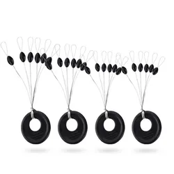 60 Pcs 10 Groups/Set Float 6 in 1 Black Rubber Stopper Fishing Bobber Space Bean Connector Fishing Line Tackle Accessories