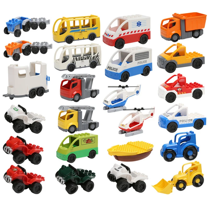 Large Particles Building Blocks Accessories DIY Vehicle Bricks Car Fire Truck Toys For Children Gift