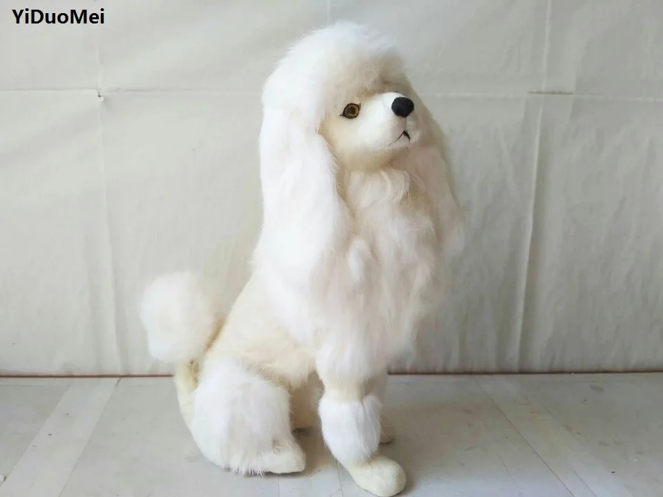 

simulation poodle dog model prop,polyethylene&furs large 33x24cm white squatting dog handicraft,home decoration toy d2655