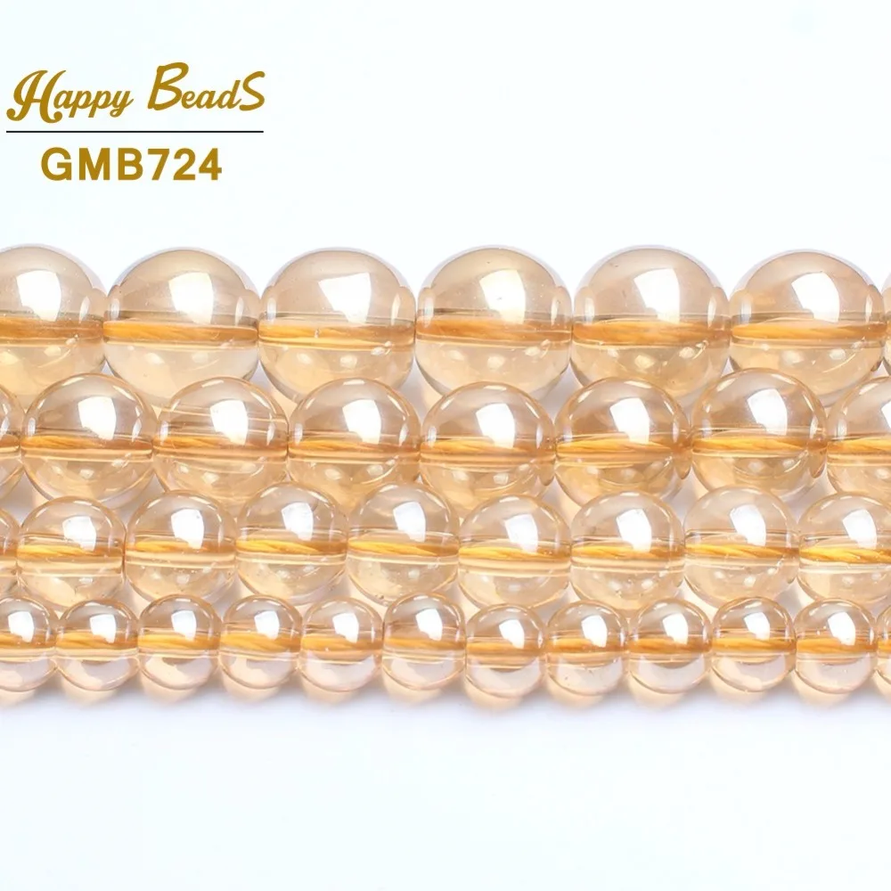 Transparent Champagne Glass Beads For Jewelry Making Crystal Quartz Smooth Round Beads 6mm  8mm 10mm 12mm Jewellery(F01124) image 2