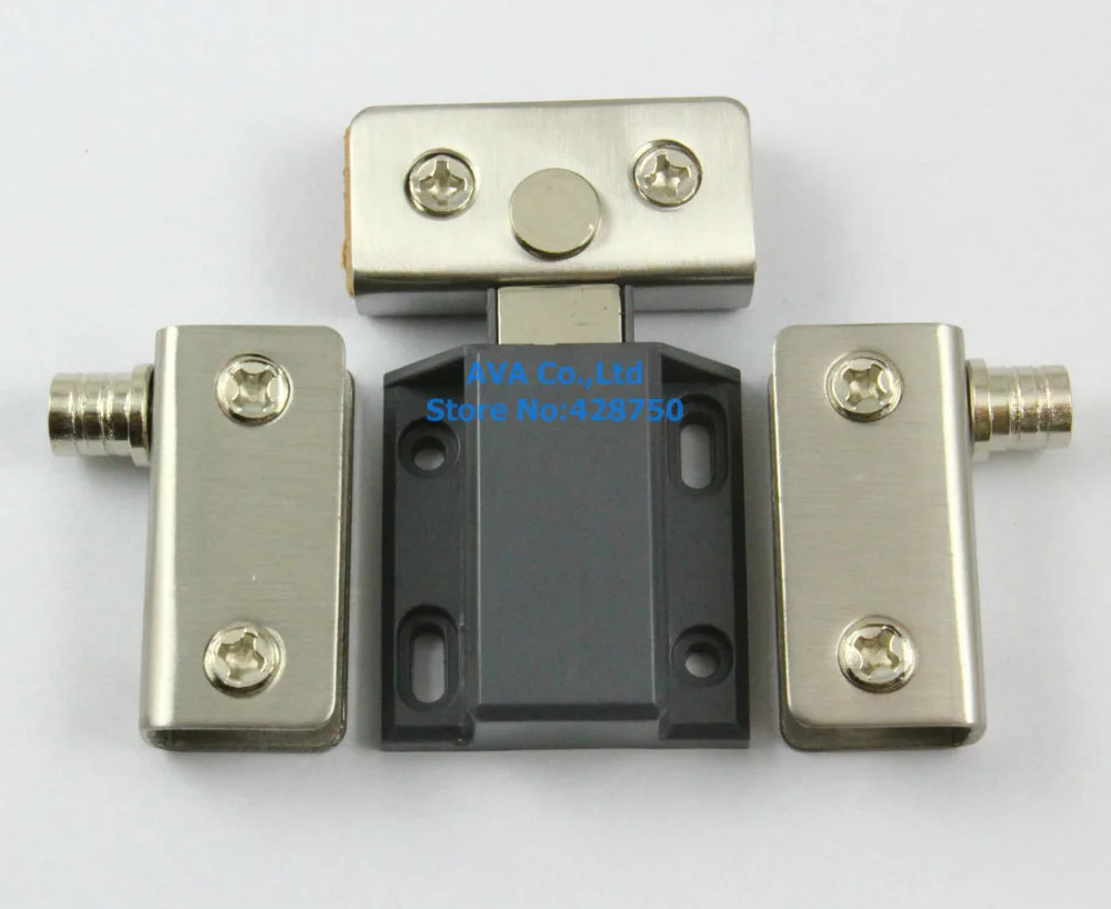 

2 x Press Open Single Glass Door Pivot Hinge Set Clamp Clip Magnetic Catch Latch