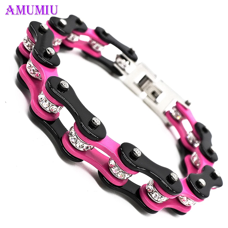

AMUMIU Male Bracelet Biker Bicycle Cuff Bracelets Punk Rock For Men Motorcycle Link Chain Cool Bangles Stainless Steel B022