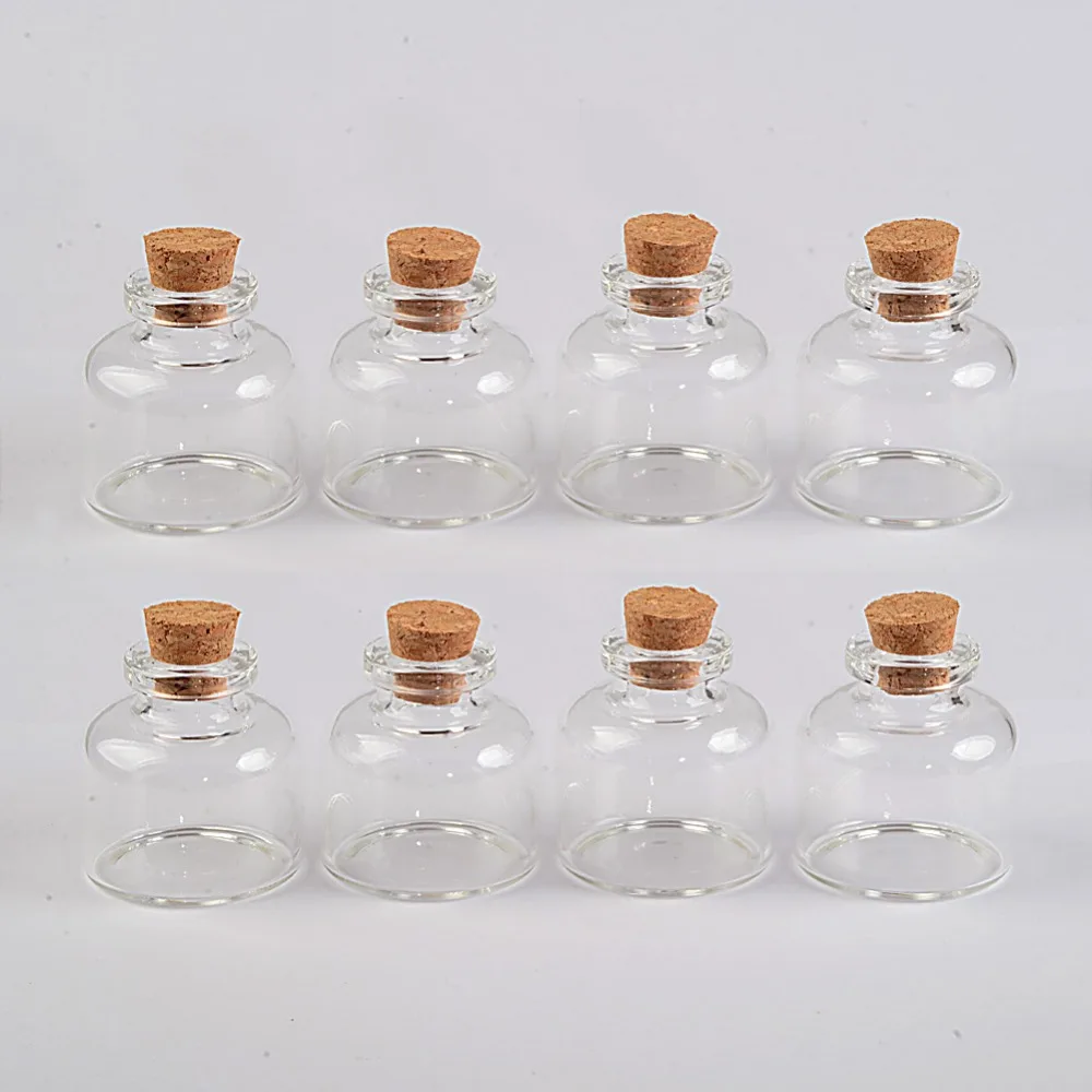 37x40x12.5mm 20ml Cute Glass Bottle with Corks Empty Transparent Tiny Bottles wholesale Clear Jar Vials Well Packaging 50pcs