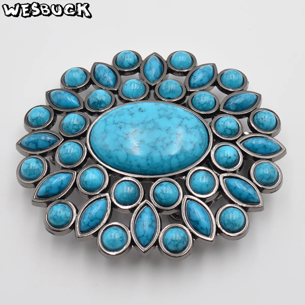 WesBuck Brand Fashion Flower Shape Belt Buckle Mens Women Designer Belt Buckles With PU Belt Holiday gifts
