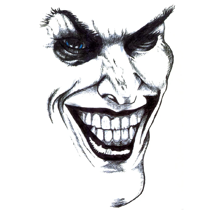 Charming Smile Of The Clown Waterproof  Temporary Tattoos Men Tatuagem Body Art Flash Tattoo Tatoo Temporary Stickers Men