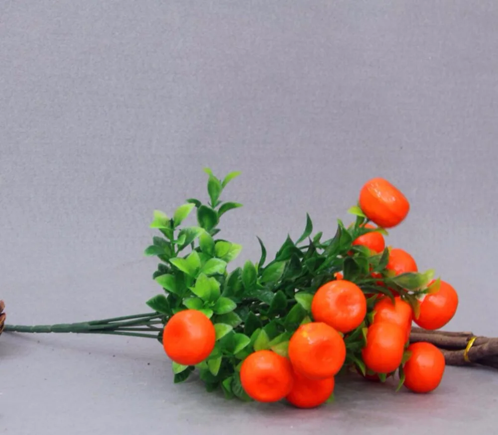 

10 Bundles Artificial 5 Fork Silk Flower 14pcs Orange Fruits For Wedding Party Home Office Hotel Decoration Flower Art