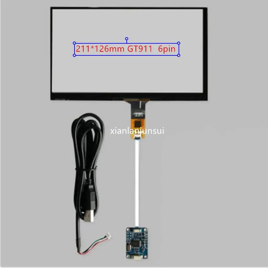 9 inch 210*126 GT911 6pin  apacitive touch screen usb control card Windows 7 8 10 free drive