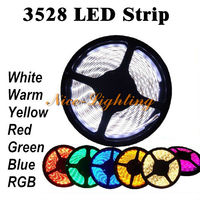 5meter/lot SMD 3528 Flexible Non-Waterproof Light Stripe 5m DC12V 60LEDs/M White, Warm, Yellow, Red, Green, Blue LED Strip