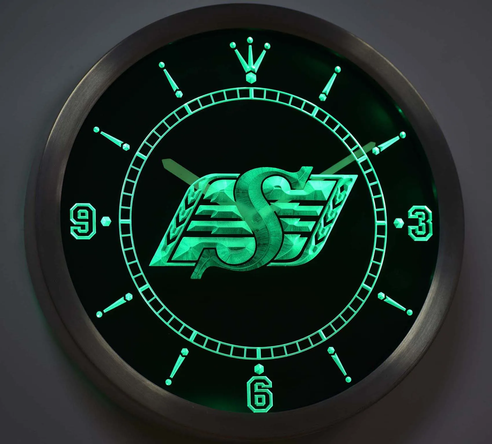 nc-tm113 Saskatchewan Roughriders Neon Light Signs LED Wall Clock